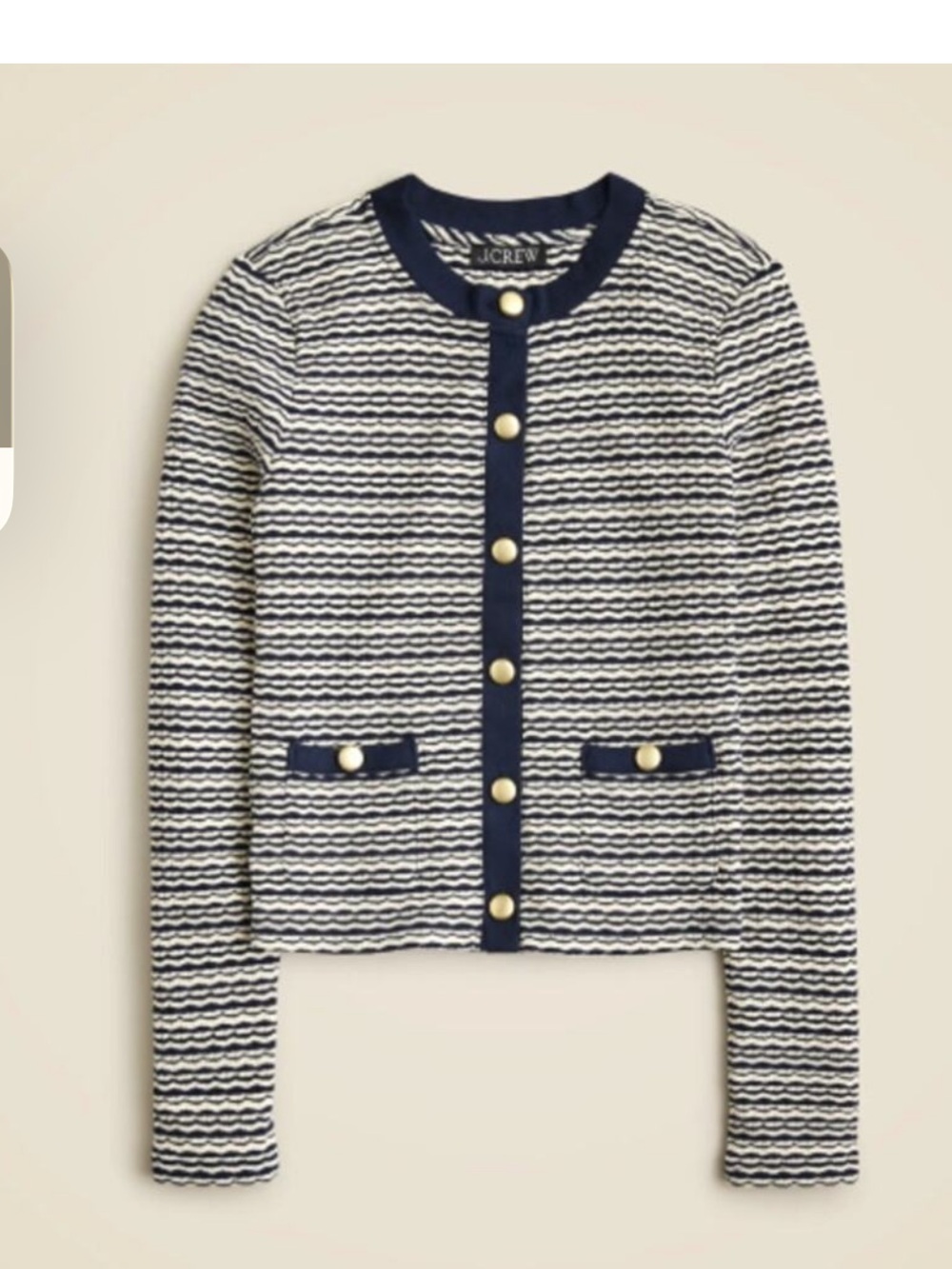 J.Crew lady shrunken Striped Long-Sleeve Ribbed Cardigan - Black & White S